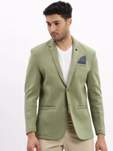 Men Solid Green Single Breasted Blazer-EX-MettyC-Green